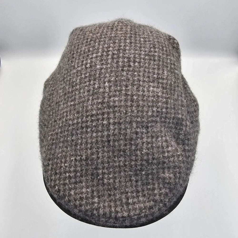 Vtg Polo Ralph Lauren Wool Blend Flat Cap Gray Houndstooth Driver Hat Ivy Tweed